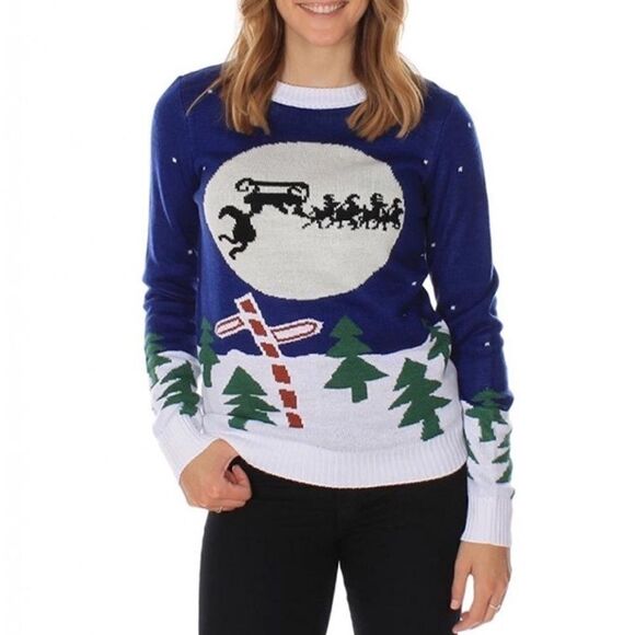 Tipsy Elves Runaway Sleigh ugly Christmas sweater - Picture 1 of 5